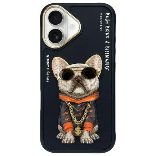 Калъф Nimmy Glasses Cool Dog за iPhone 16 - черен