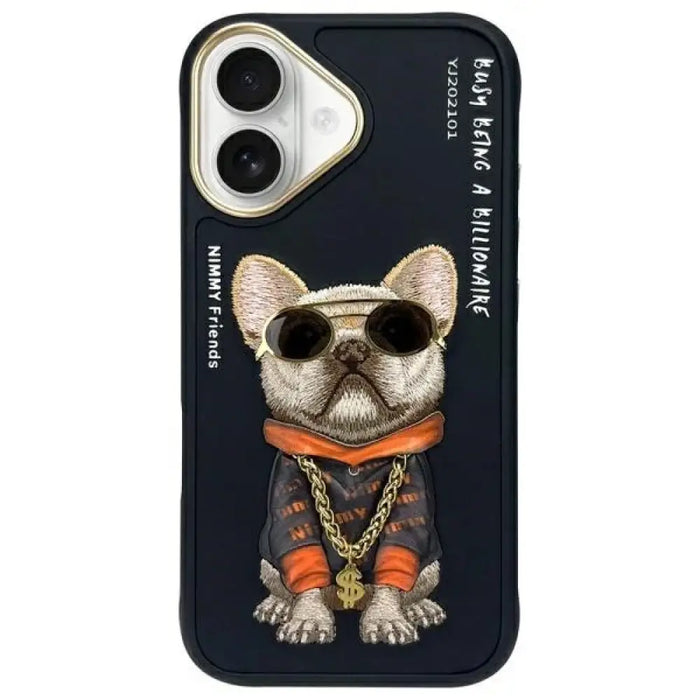 Калъф Nimmy Glasses Cool Dog за iPhone 16 - черен