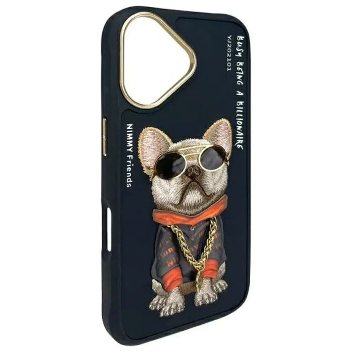 Калъф Nimmy Glasses Cool Dog за iPhone 16 - черен