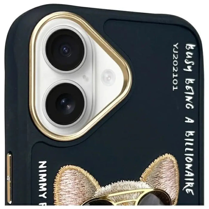 Калъф Nimmy Glasses Cool Dog за iPhone 16 - черен