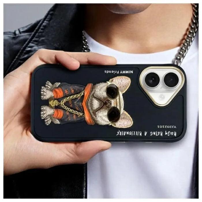 Калъф Nimmy Glasses Cool Dog за iPhone 16 - черен