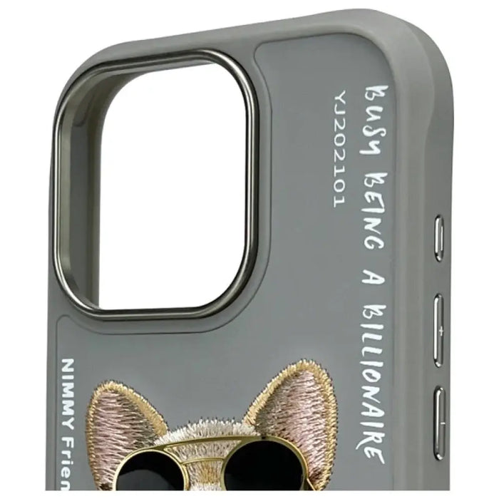 Калъф Nimmy Glasses Cool Dog за iPhone 16 Pro - сив