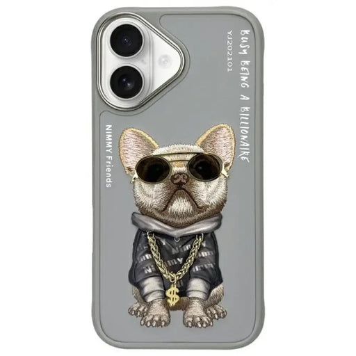 Калъф Nimmy Glasses Cool Dog за iPhone 16 - сив