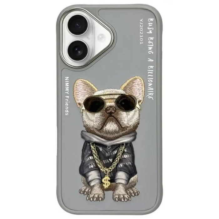 Калъф Nimmy Glasses Cool Dog за iPhone 16 - сив