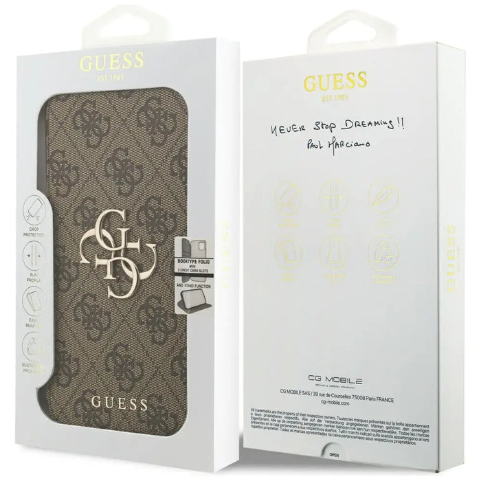 Калъф с метално лого Guess Book 4G за iPhone 17 Pro Max
