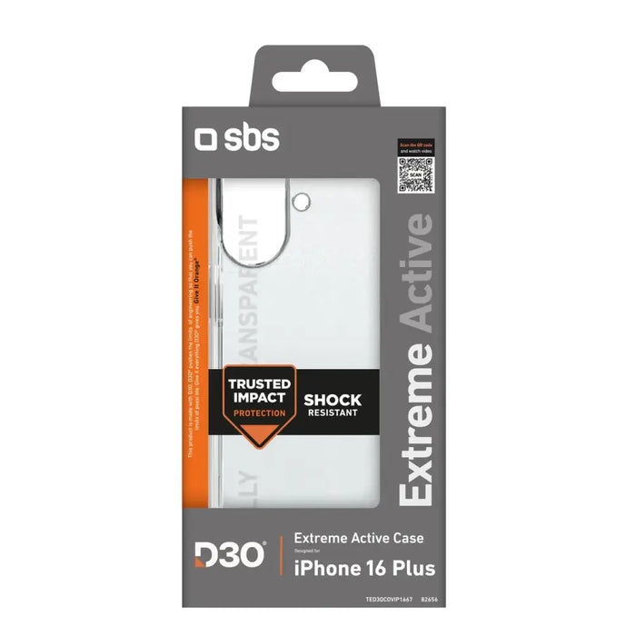 Калъф SBS Extreme Active D3O за iPhone 16 Plus - прозрачен