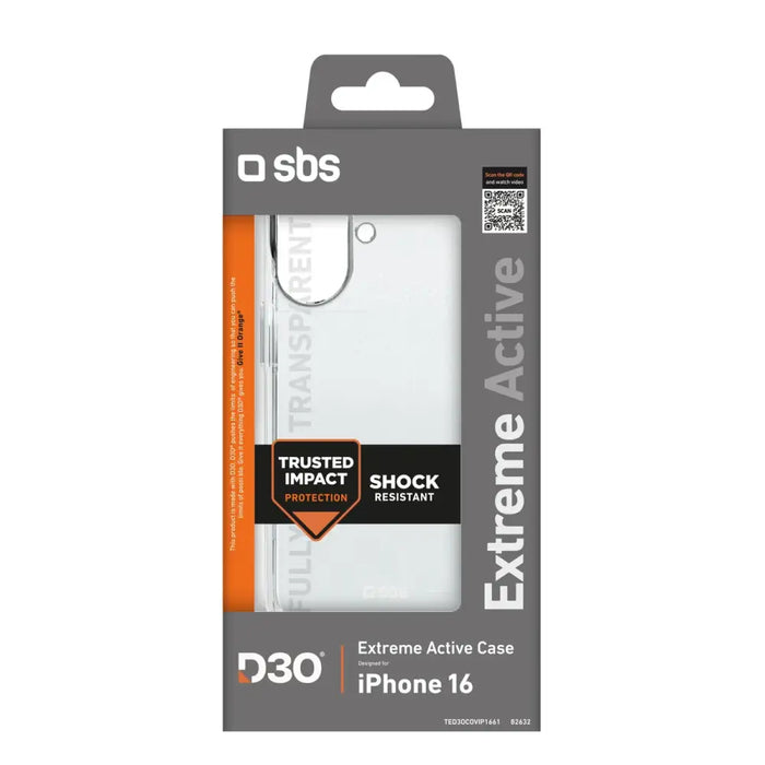 Калъф SBS Extreme Active D3O за iPhone 16 - прозрачен