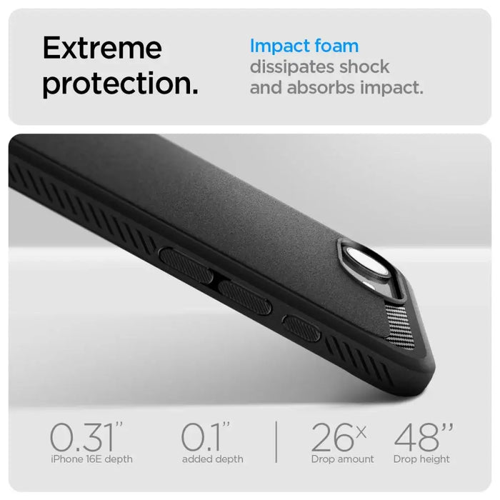 Калъф Spigen Rugged Armor MagSafe за iPhone 16e - черен