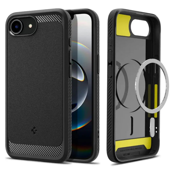 Калъф Spigen Rugged Armor MagSafe за iPhone 16e - черен