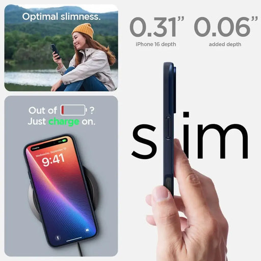Калъф Spigen Thin Fit Magsafe за iPhone 16 - син