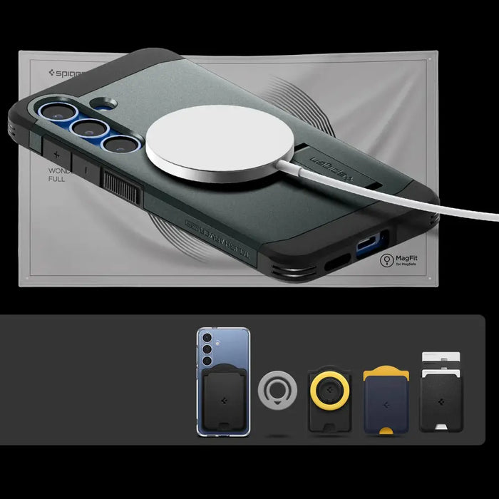 Калъф Spigen Tough Armor MagSafe за Samsung Galaxy S25 зелен