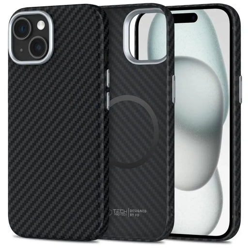 Калъф Tech-Protect Ion Carbon MagSafe за iPhone 15 - черен