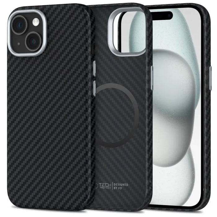 Калъф Tech-Protect Ion Carbon MagSafe за iPhone 15 - черен