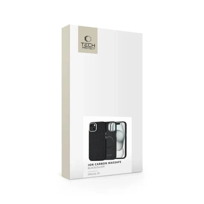 Калъф Tech-Protect Ion Carbon MagSafe за iPhone 15 - черен