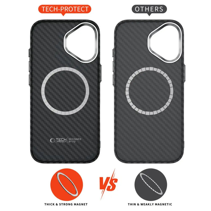 Калъф Tech-Protect Ion Carbon MagSafe за iPhone 17 - черен