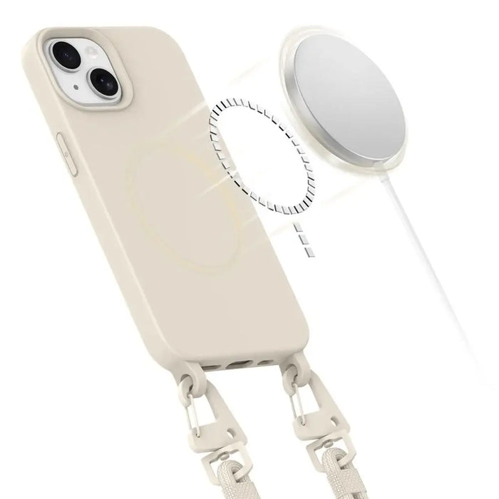 Калъф Tech-Protect MagNecklace MagSafe за iPhone 15 - бежов