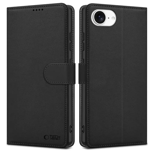 Калъф Tech-Protect Wallet за iPhone 16e - черен мат