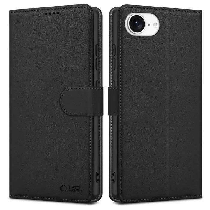 Калъф Tech-Protect Wallet за iPhone 16e - черен мат