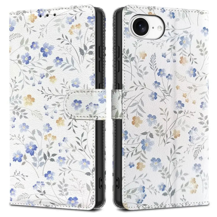 Калъф Tech-Protect Wallet за iPhone 16e - Маргаритки с листа