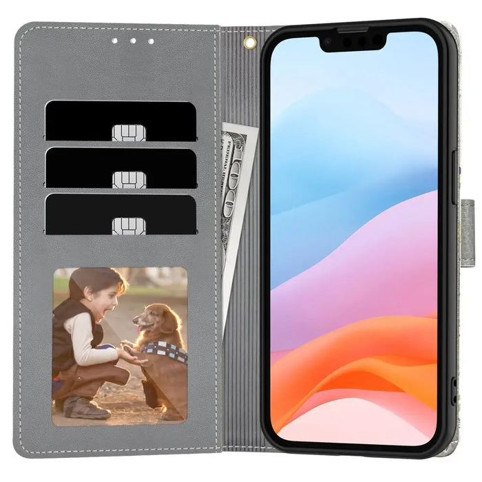 Калъф Tech-Protect Wallet за iPhone 16e - Маргаритки с листа