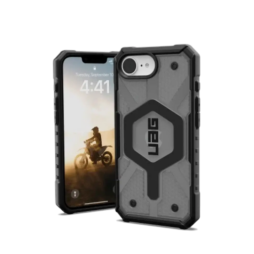Калъф UAG Pathfinder Clear MagSafe за iPhone 16e - сив/черен