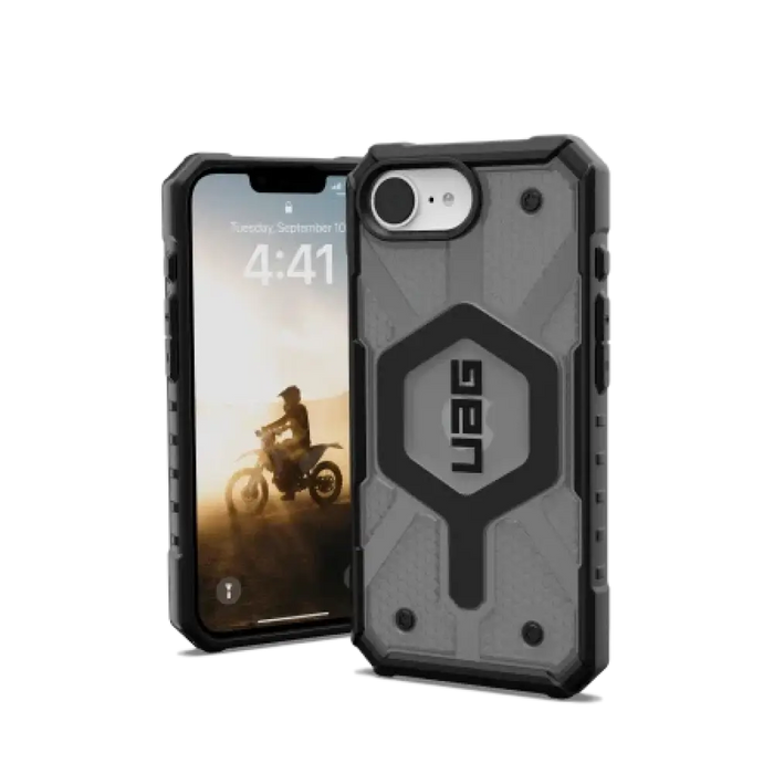 Калъф UAG Pathfinder Clear MagSafe за iPhone 16e - сив/черен