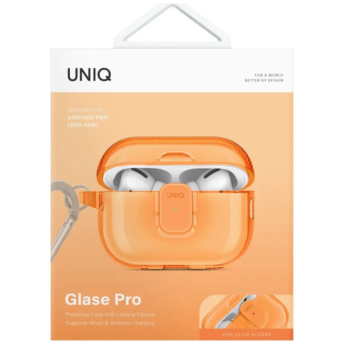 Калъф Uniq Glase Pro за AirPods Pro 2 - оранжев