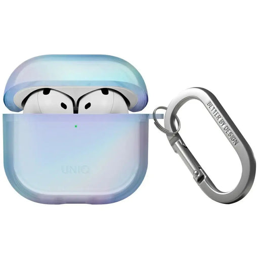 Калъф Uniq Iridescia за AirPods 4 Hang Case - холо син