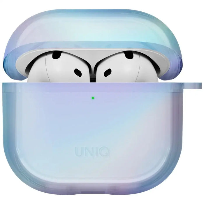 Калъф Uniq Iridescia за AirPods 4 Hang Case - холо син
