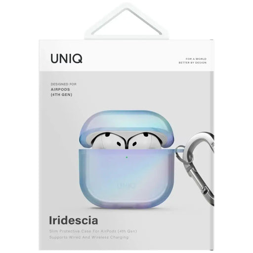 Калъф Uniq Iridescia за AirPods 4 Hang Case - холо син