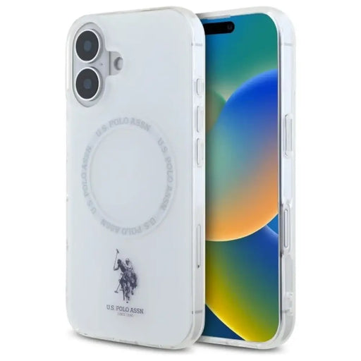 Калъф US Polo IML Ring MagSafe за iPhone 16 - бял