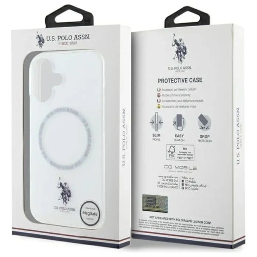 Калъф US Polo IML Ring MagSafe за iPhone 16 - бял