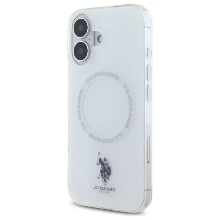 Калъф US Polo IML Ring MagSafe за iPhone 16 - бял