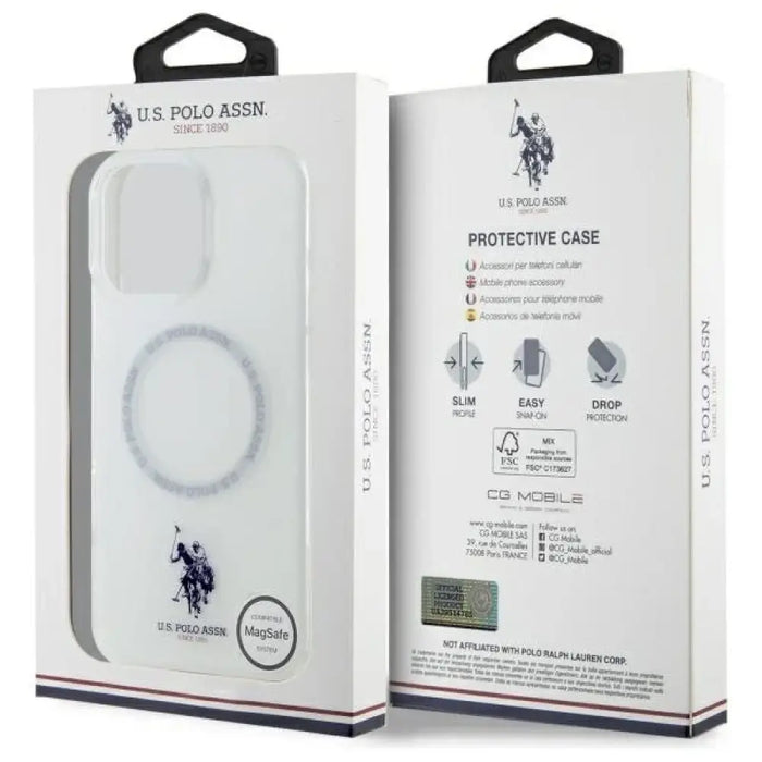 Калъф US Polo IML Ring MagSafe за iPhone 16 Pro - бял