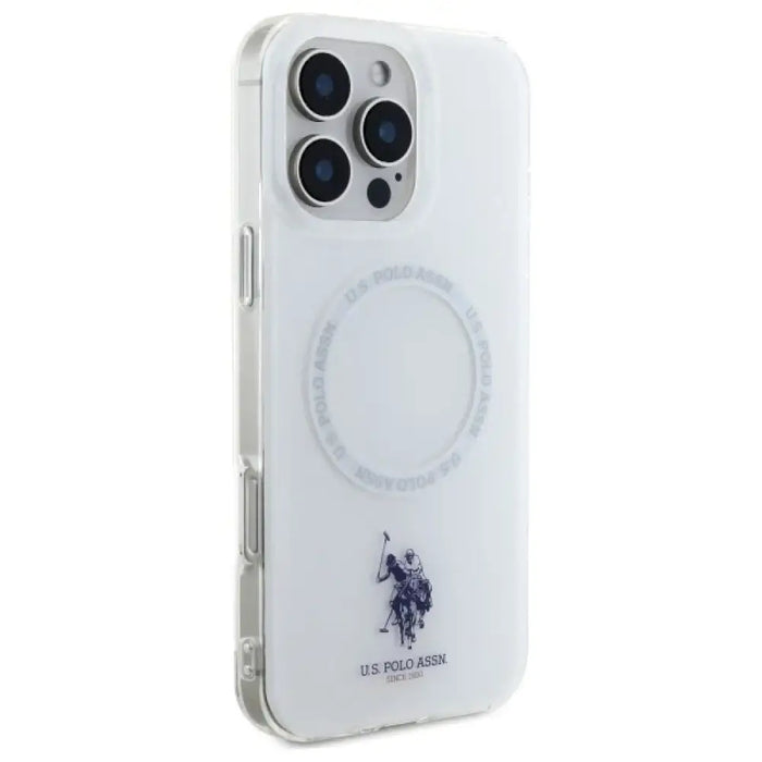Калъф US Polo IML Ring MagSafe за iPhone 16 Pro - бял