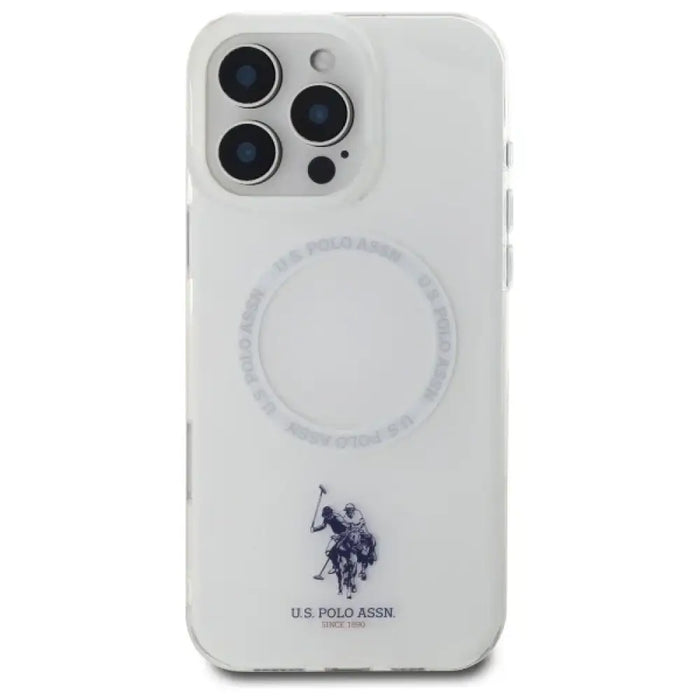 Калъф US Polo IML Ring MagSafe за iPhone 16 Pro - бял