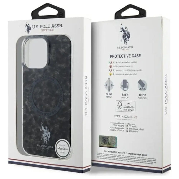 Калъф US Polo IML Ring MagSafe за iPhone 16 Pro - черен