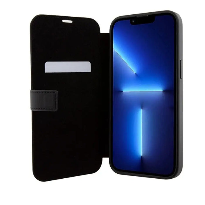 Калъф за iPhone 15 Pro Leather Wave Pattern - Черен