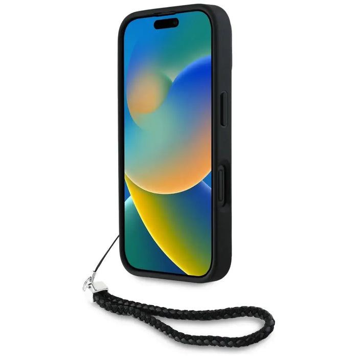 Калъф за iPhone 16 с капитонирано начално лого и верижка