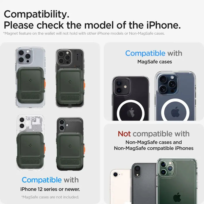 Калъф за карти Spigen Lock Fit MagSafe - зелен