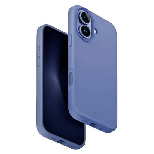 Калъф за зареждане Uniq Lino Hue Magclick за iPhone 16 - син