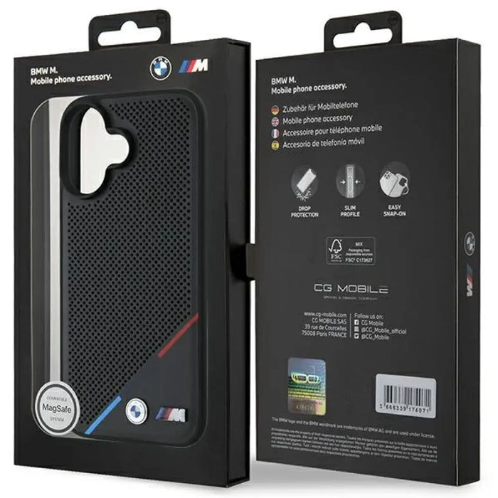Калъф BMW M Perforated Tricolor Line MagSafe iPhone 16