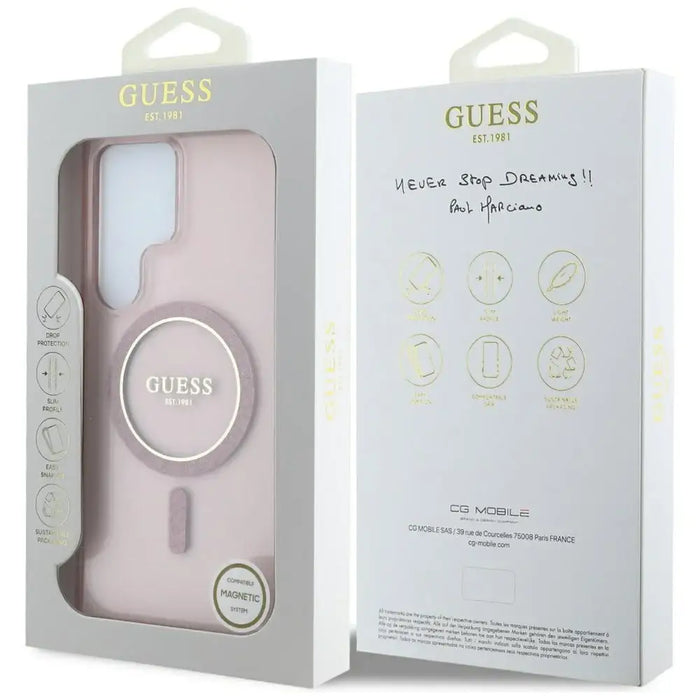 Калъф Guess Glitter Circle Classic Logo MagSafe за Samsung