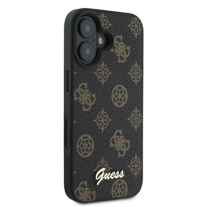 Калъф Guess Peony Script MagSafe за iPhone 16 Plus - черен