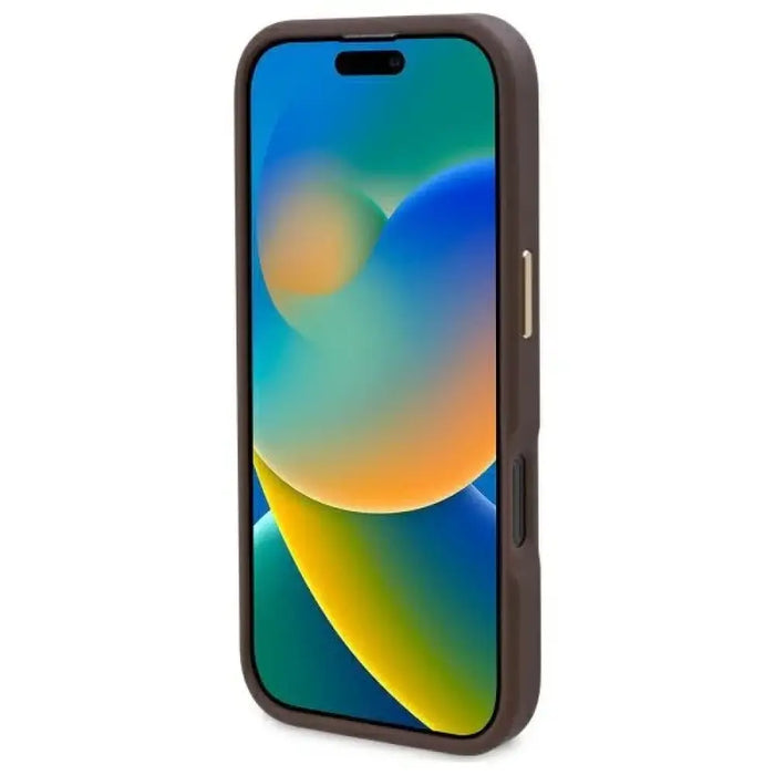 Калъф Guess 4G Logo Plate MagSafe iPhone 16 Pro - кафяв