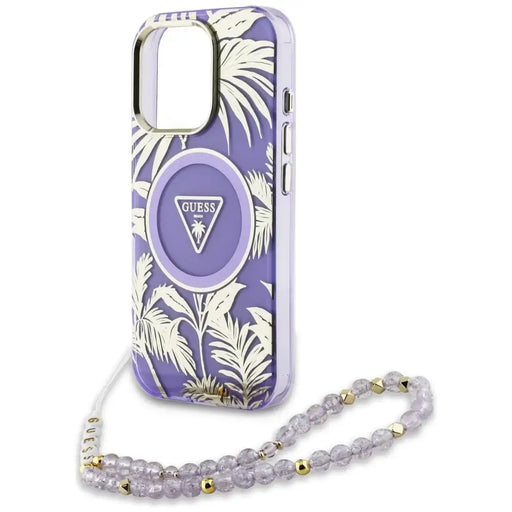 Калъф Guess Palm Trees Triangle Pearl Strap MagSafe Case