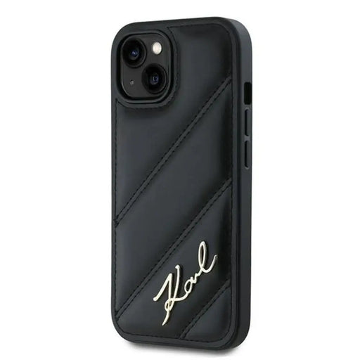 Калъф Karl Lagerfeld Diagonal Quilted Script за iPhone 15