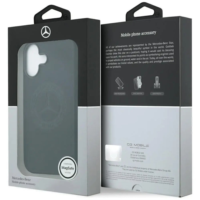Калъф MagSafe с ретро лого на Mercedes за iPhone 17 - черен