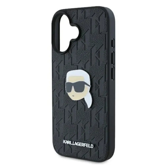 Калъф за iPhone 16 с монограм Karl Head Pin - черен