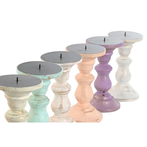 Канделабър Home ESPRIT Жълт Син Зелен Розов Метал Дърво